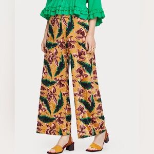 Scotch & Soda velvet gold floral print trousers wide leg flare trousers